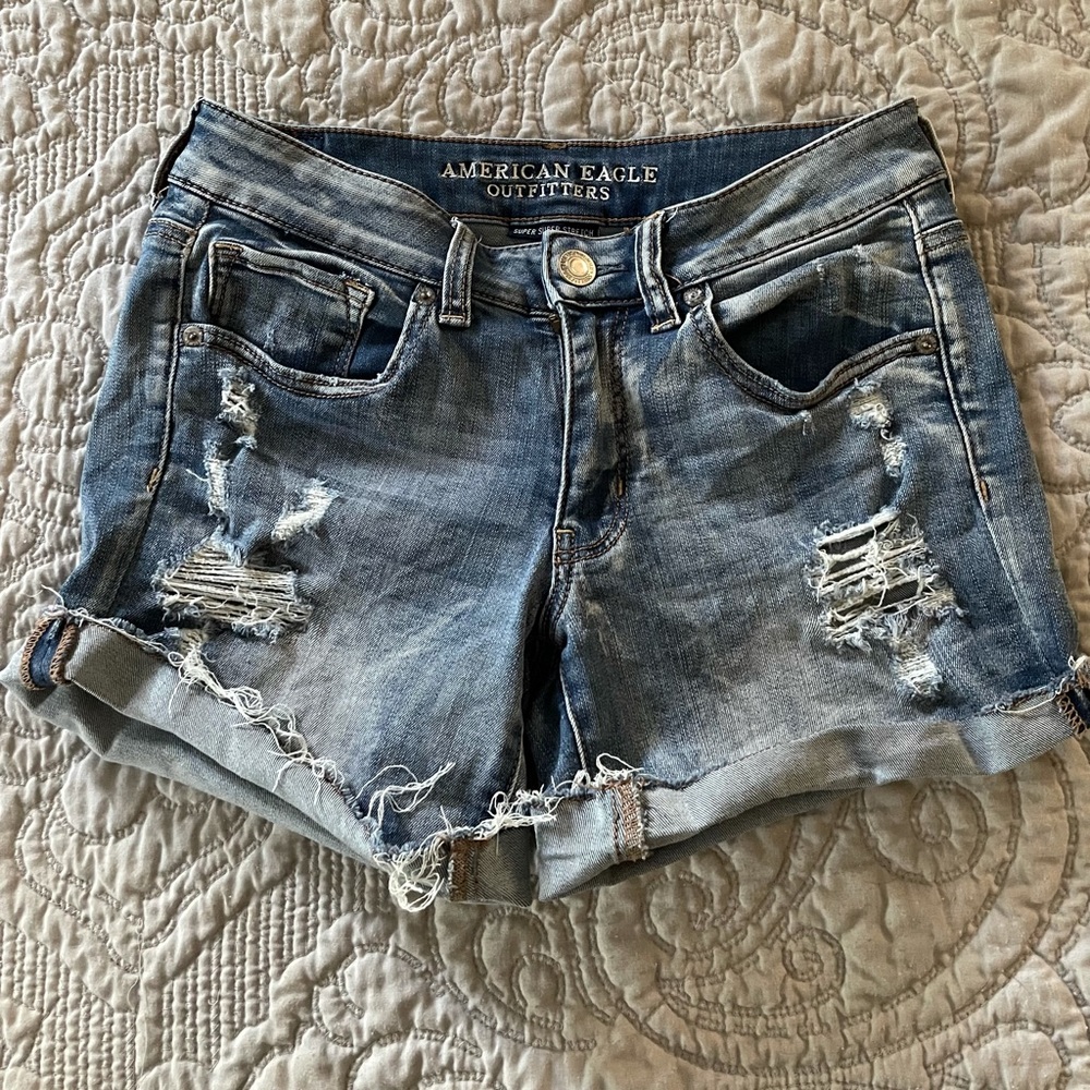 American eagle midi jean shorts